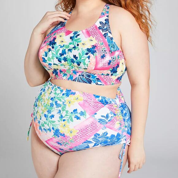 Cacique | Floral Ultra High Waist Full Coverage Brief Swim Bikini Bottoms - Picture 8 of 8